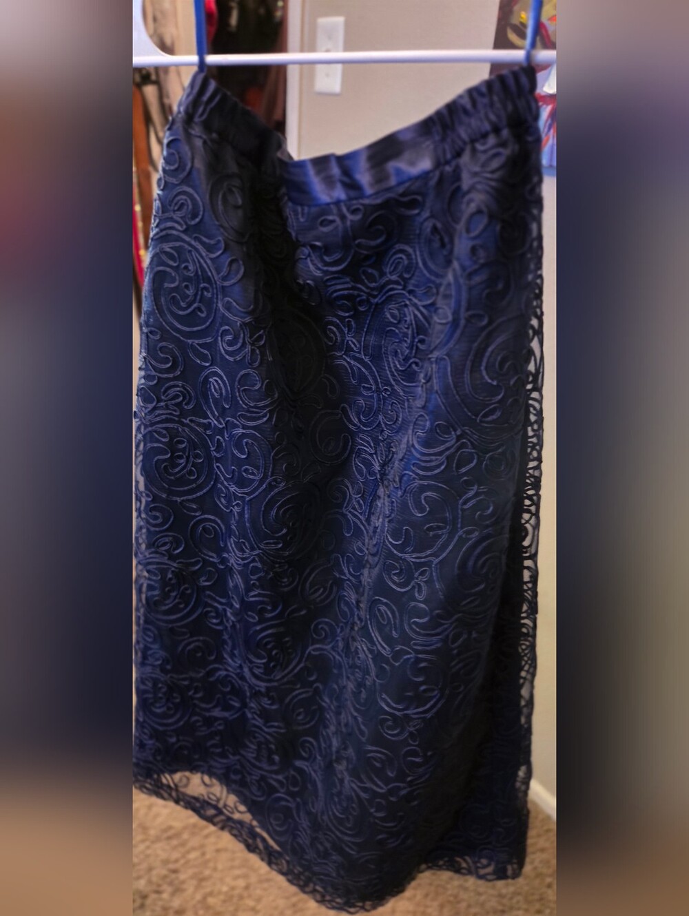 Signature (Navy Blue) Lace Overlay Skirt Set - Picture 3 of 4